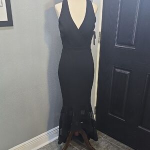 Xscape Black Sleeveless Halter Sheath Dress